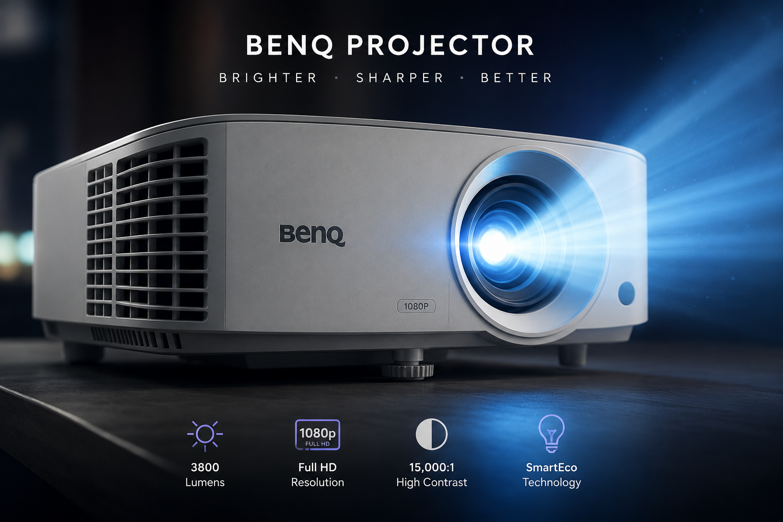 BenQ projector with cinematic glow - Oga Projector Display Solutions